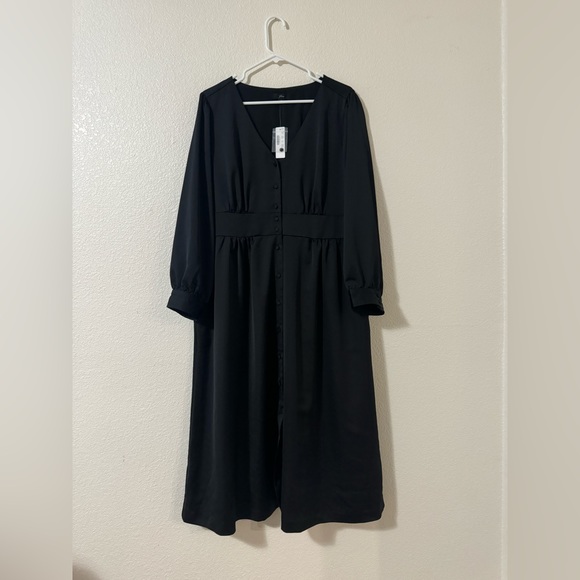 J Crew Black Classy A Line Button Front Dress, NWT, size 18 - Picture 2 of 6